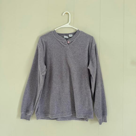 St Johns Bay vintage 90s lavender baggy henley pullover sweatshirt womens large - Picture 1 of 5